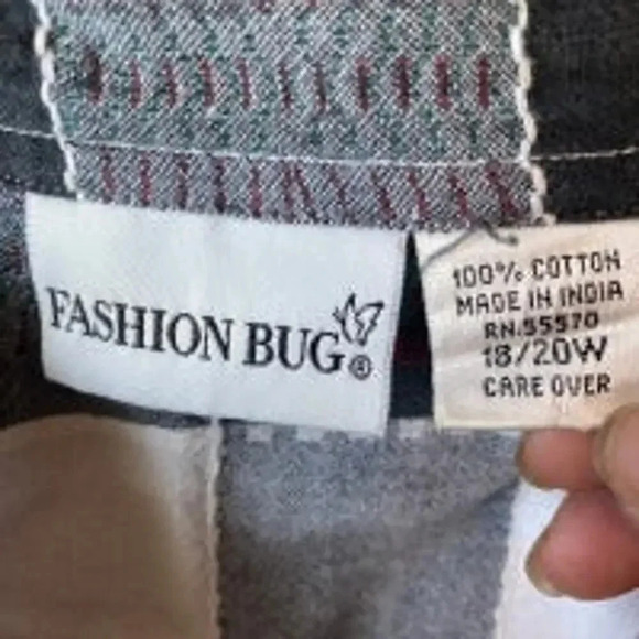 Y2K Fashion Bug Cotton Plaid Floral Embroidery Button Up Shir Women Plus 20W - Picture 3 of 5